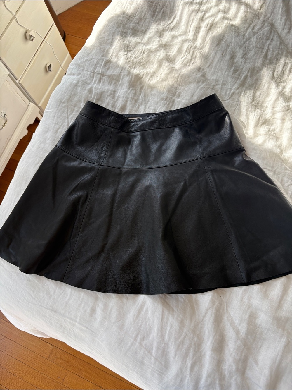 Banana Republic Black Faux Leather Circle Skirt